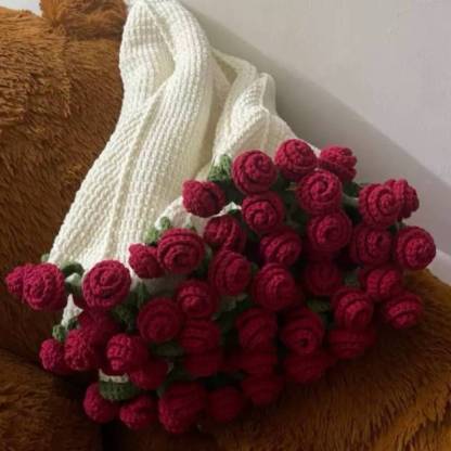 Hand-Knitted Rose Blanket DIY Kit & Ready-Made Gift for Mother's Day Valentine's Day
