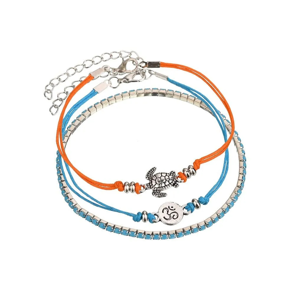Boho Anklet Turtle Anklet Beach Anklet Ankle Bracelet Set Gift for Women