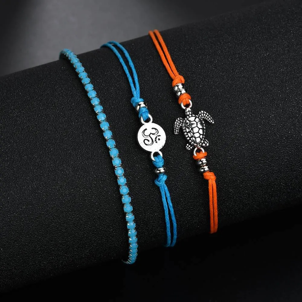 Boho Anklet Turtle Anklet Beach Anklet Ankle Bracelet Set Gift for Women