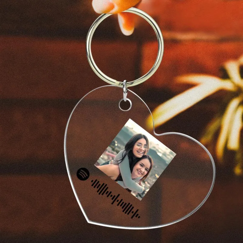Scannable Spotify Code Keychain Spotify Favorite Song Photo Engraved Keychain