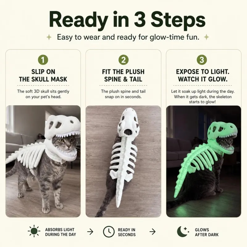 Glow-in-the-Dark Dinosaur Skeleton Pet Costume