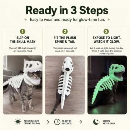 Glow-in-the-Dark Dinosaur Skeleton Pet Costume