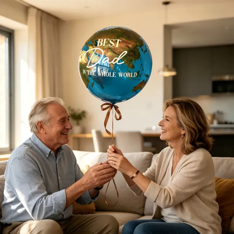 Best Dad In The Whole World Balloon Personalized Earth-Shaped Balloon Set Father's Day Gift for Dad or for Grandpa