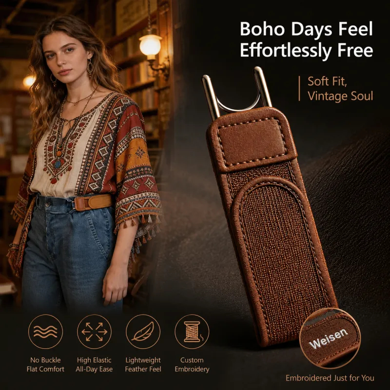 Metal Hook Elastic Belt Unisex Adjustable Buckle-Less Invisible Waist Belts