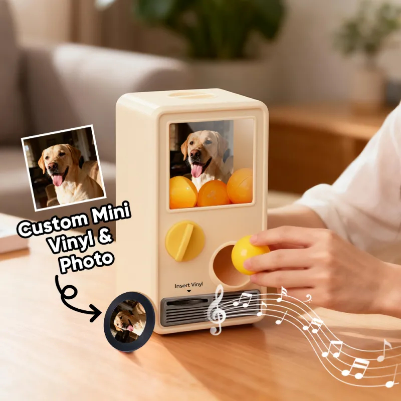 Personalized Music and Photo Music Gachapon Machine Custom Song Mini Record Box Retro Gifts for Pet Lover