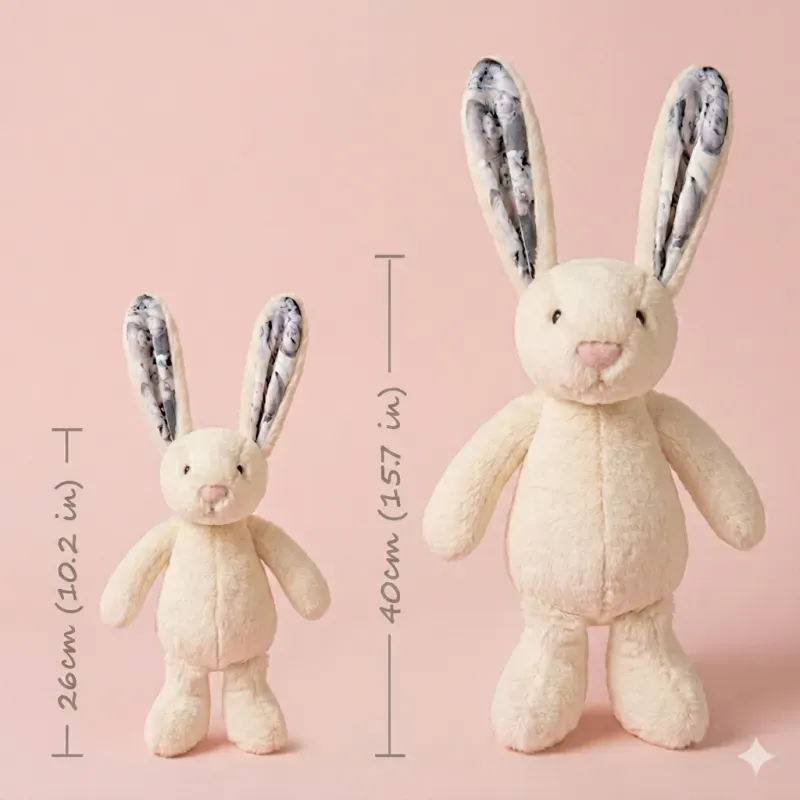 Custom Photo Bunny Plush Personalized Hidden Ear Picture Bunny Gift for Couples Anniversary Gift For Her
