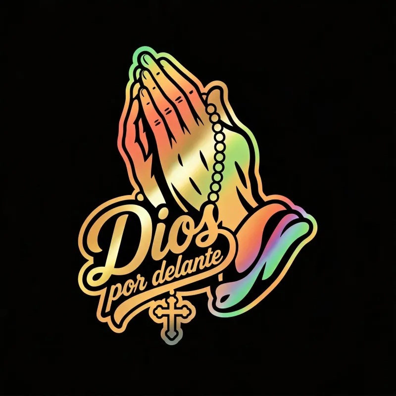 Viral Laser Shine Cross Prayer Hand Car Decal Universal Waterproof Religious Vehicle Great for Auto Body Embellishment Religious Belief