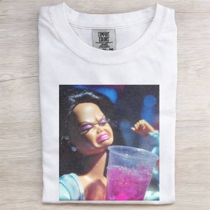 BLACK GIRL DOLL FACE PARTY DRINKING TEE