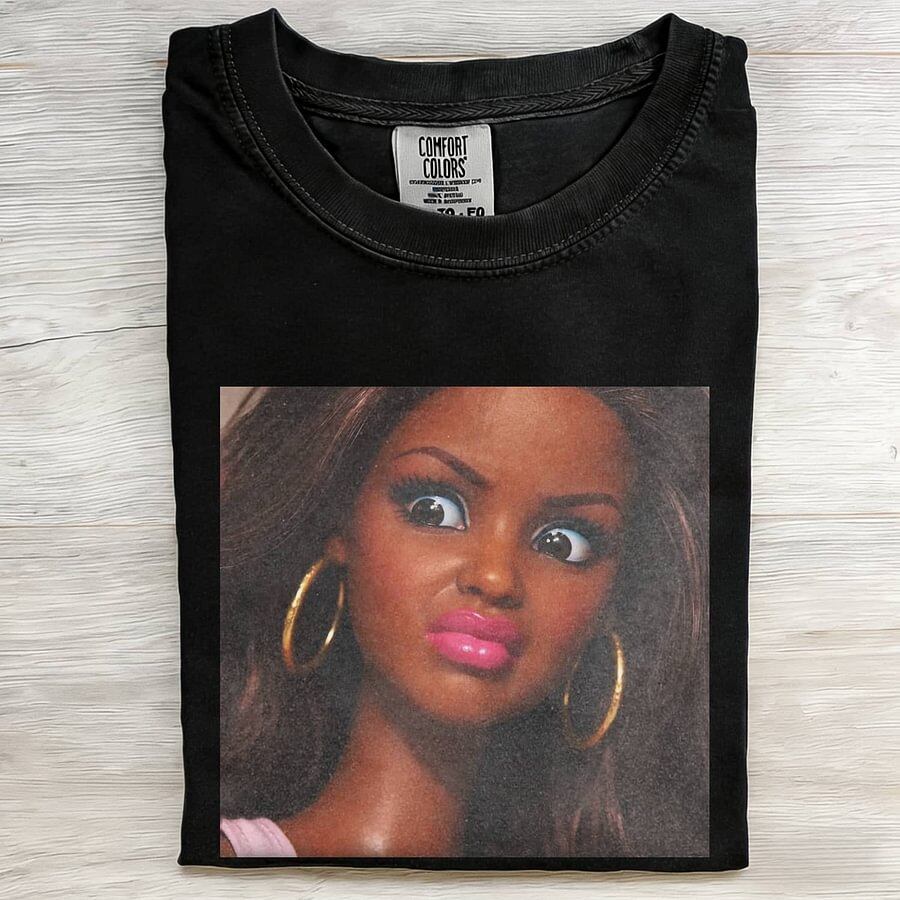 DOLL FACE BLACK GIRL LEATHER T-SHIRT