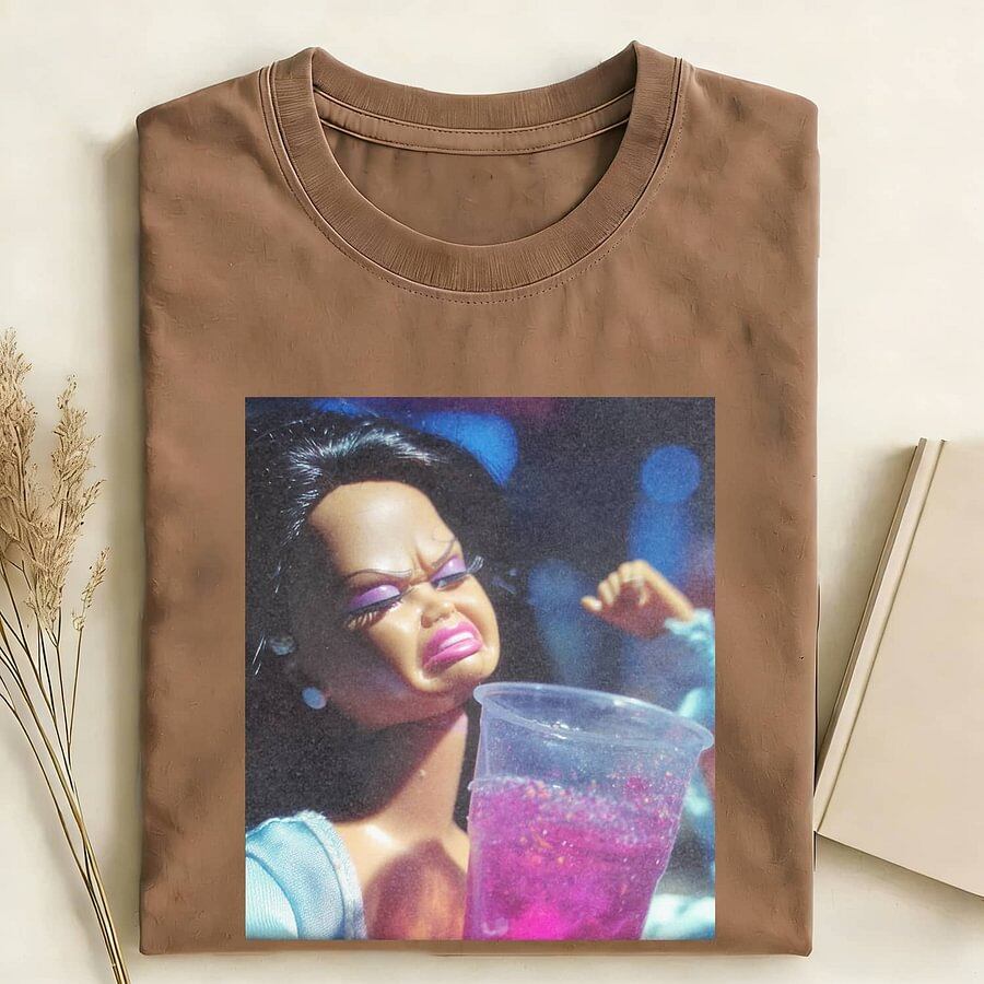 BLACK GIRL DOLL FACE PARTY DRINKING TEE