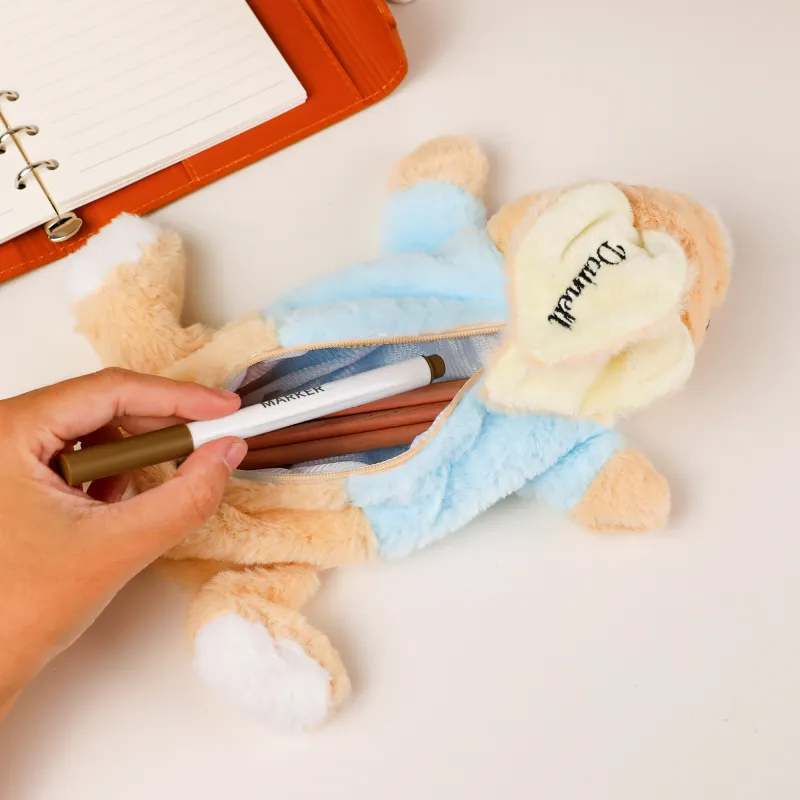 Personalized Bunny Rabbit Plush Pencil Case with Embroidered Name – Cute Easter Gift for Kids, Soft Bunny Pencil Bag, Back to School Stationery Pouch