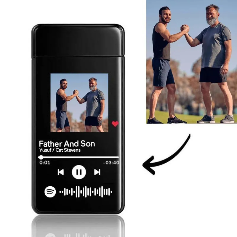Custom Gift For Dad Custom Spotify Code Lighter Engraved Music Song Photo Lighter