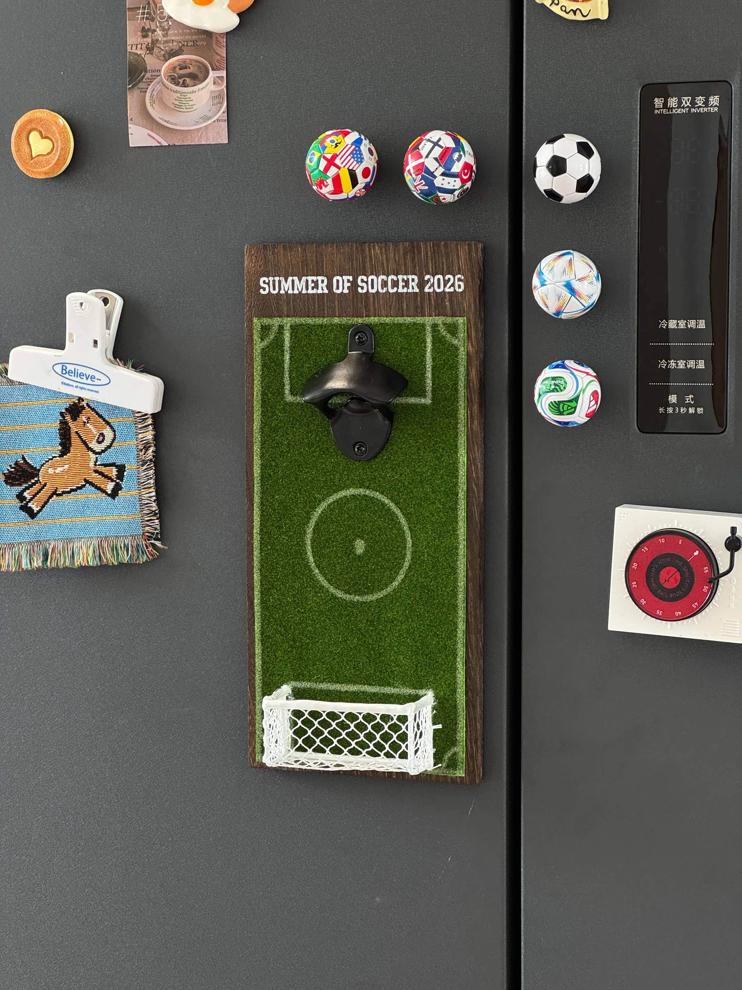 World Cup Creative Bottle Opener, Football Pitch Shaped Fridge Magnet, Home Decor Bar Accessory