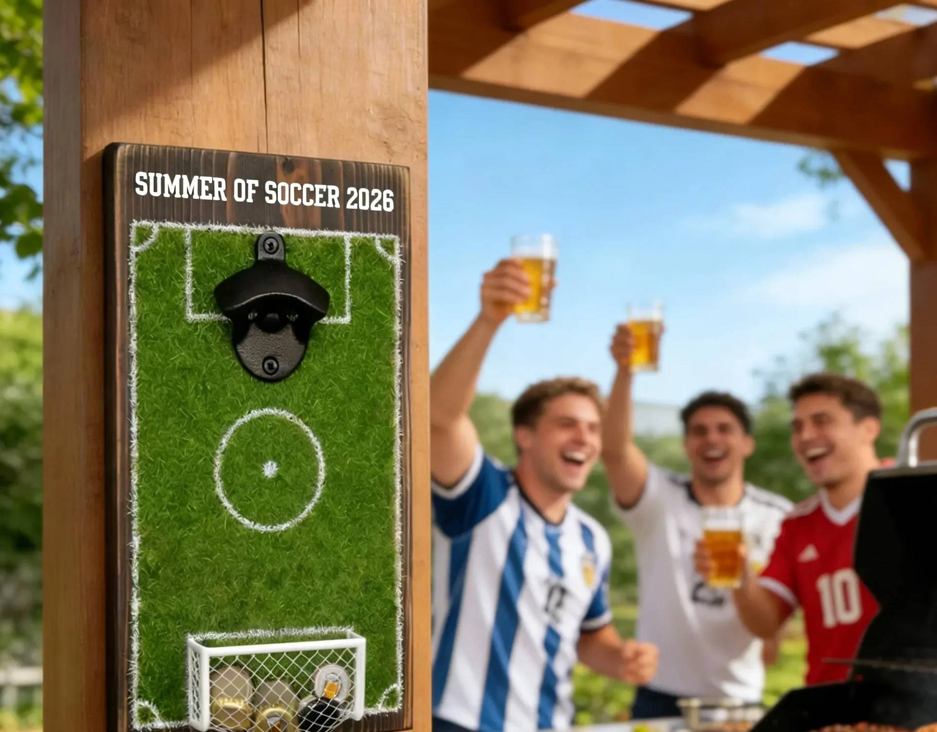 World Cup Creative Bottle Opener, Football Pitch Shaped Fridge Magnet, Home Decor Bar Accessory