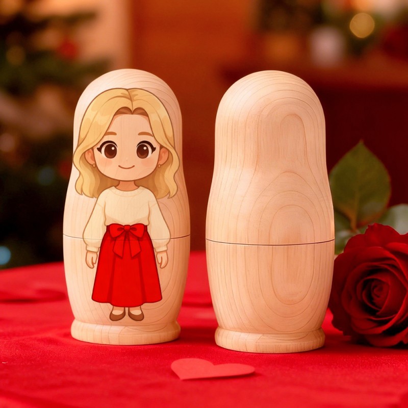Personalized Portrait Nesting Doll Custom Photo Family Portrait Cartoon Style Gift Photo Anniversary Gifts