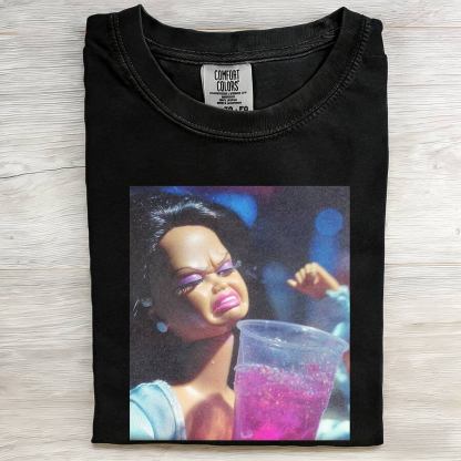 BLACK GIRL DOLL FACE PARTY DRINKING TEE