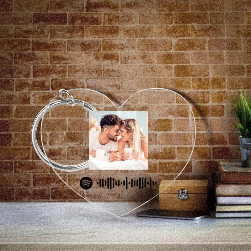 Scannable Spotify Code Keychain Spotify Favorite Song Photo Engraved Keychain