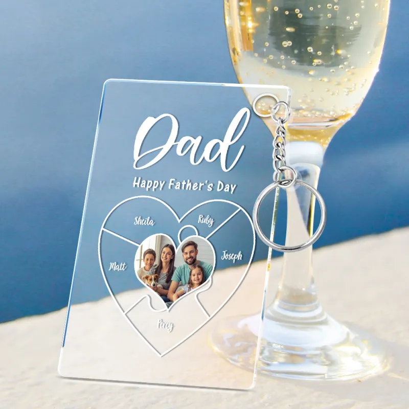 Father's Day Gift- Engraved Nameplate For Father's Day Personalized Photo Keychain Best Plaque Gift For Dad