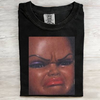 CRYING BLACK GIRL DOLL FACE SHORT-SLEEVED TEE