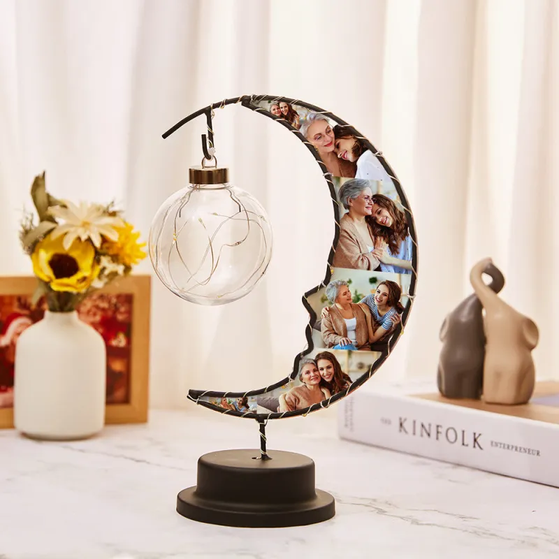 Personalized Photo Moon Light Mother's Day Gift Custom Moon Light with 6 Photo Love Gift for Couples Friends Family