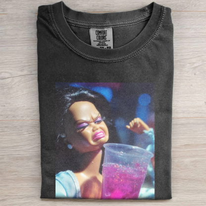 BLACK GIRL DOLL FACE PARTY DRINKING TEE