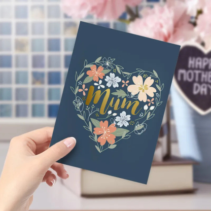 Mother's Day Greeting Card with Heart Shape Flowers Gift for Mom