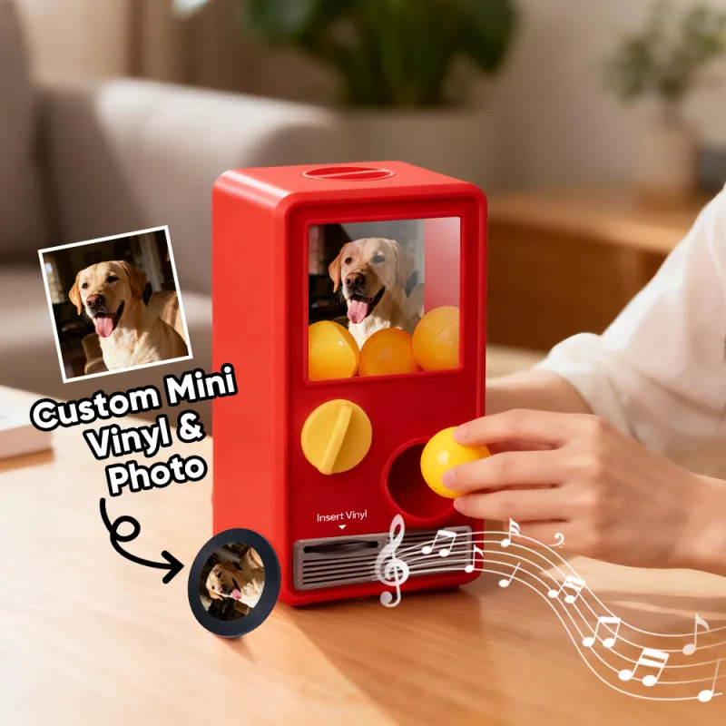 Personalized Music and Photo Music Gachapon Machine Custom Song Mini Record Box Retro Gifts for Pet Lover