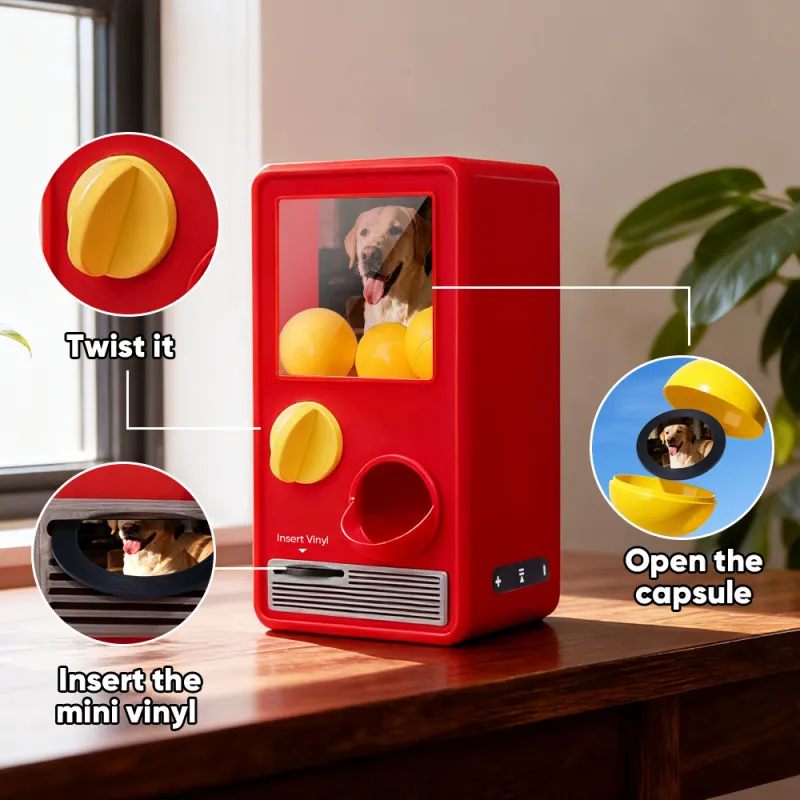 Personalized Music and Photo Music Gachapon Machine Custom Song Mini Record Box Retro Gifts for Pet Lover