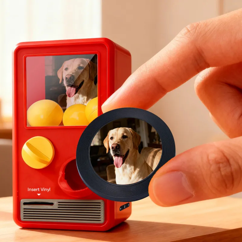 Personalized Music and Photo Music Gachapon Machine Custom Song Mini Record Box Retro Gifts for Pet Lover