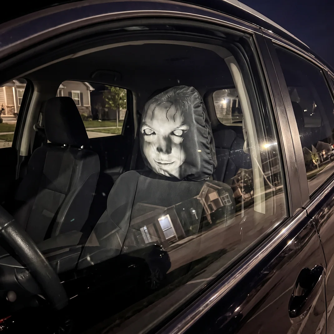 Ghost Face Headrest Covers, Scary Face Printing Auto Seat Universal Elastic Models Headrest Protector