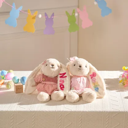 Personalized Plush Bunny for Baby Custom Name Embroidered Stuffed Monogrammed Rabbit Baby Shower Newborn Gift