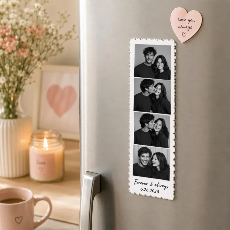 Custom Couple Photo Strip Fridge Magnet, Couple Picture Magnet, Anniversary Gift for Couples Romantic Gift for Her