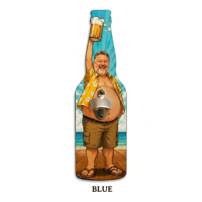 Custom Big Belly Beer Bottle Wall Opener – Personalized Funny Dad Bottle Opener Sign Summer Bar Decor Gift with Custom Face