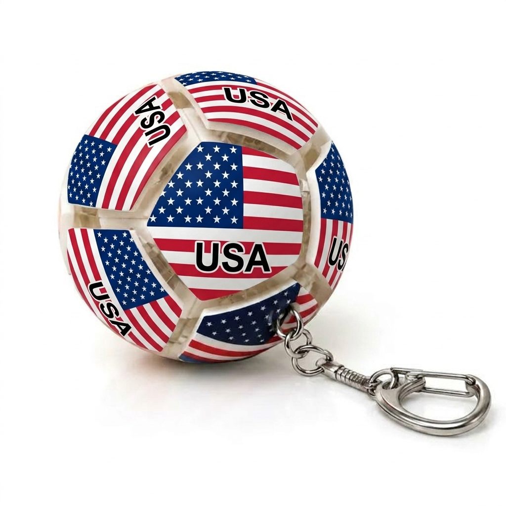 2026 Soccer Flag Soccer Fidget Ball Keychain, 12-Sided Mechanical Clicking Sensory Stress Ball for Adults, Squeeze Stress Relief Balls, Football Key Chain for Keys & Backpack(12 Nation)