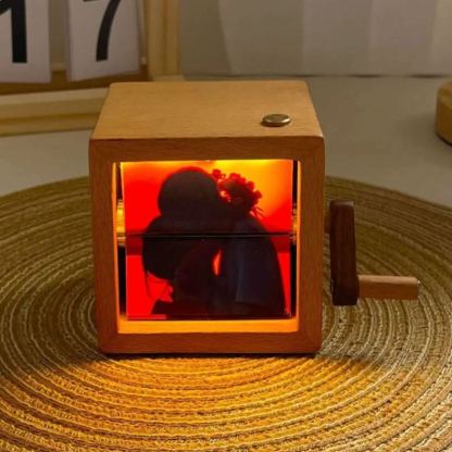Custom Photo Flipbook Frame Animation Machine Mechanical Hand-cranked Flipbook Box Photo Album with Light Black Walnut Anniversary Gifts-pawsmeowz