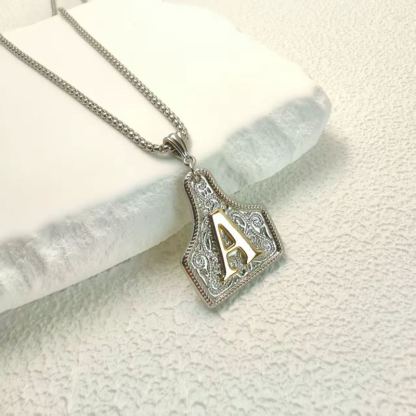26-Letter Initial Necklace Western Cowboy Style Gift Box Vintage Jewelry Gift Box Valentine's Day Gift