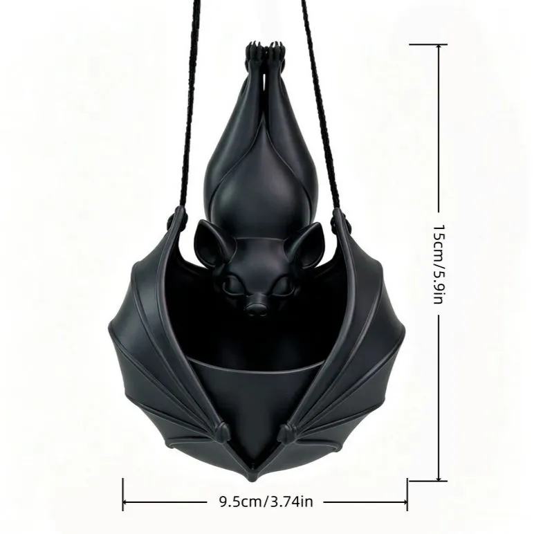 Hanging Bat Plant Pot, Bat Shaped Hanging Planter, Halloween Boho Pots, Gothic Plant Holder for Indoor Outdoor Home Garden Wall Decoration