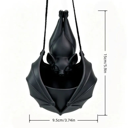Hanging Bat Plant Pot, Bat Shaped Hanging Planter, Halloween Boho Pots, Gothic Plant Holder for Indoor Outdoor Home Garden Wall Decoration