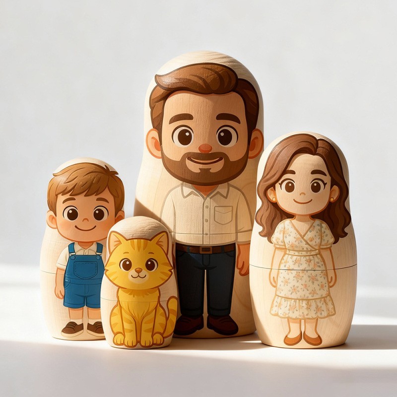 Personalized Portrait Nesting Doll Custom Photo Family Portrait Cartoon Style Gift Photo Anniversary Gifts