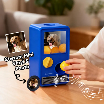 Personalized Music and Photo Music Gachapon Machine Custom Song Mini Record Box Retro Gifts for Pet Lover