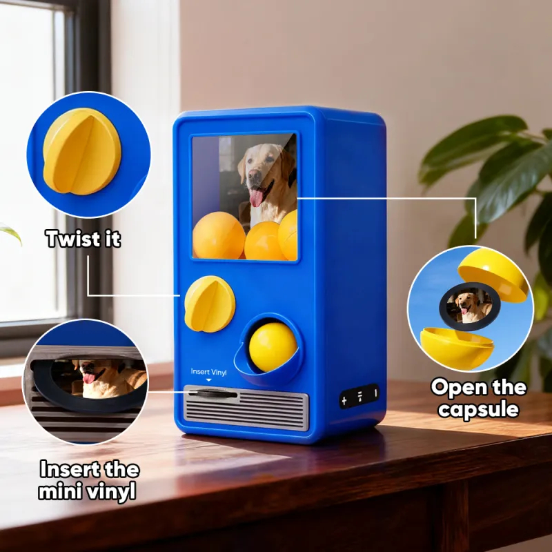 Personalized Music and Photo Music Gachapon Machine Custom Song Mini Record Box Retro Gifts for Pet Lover