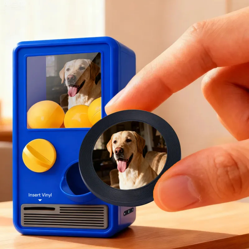 Personalized Music and Photo Music Gachapon Machine Custom Song Mini Record Box Retro Gifts for Pet Lover