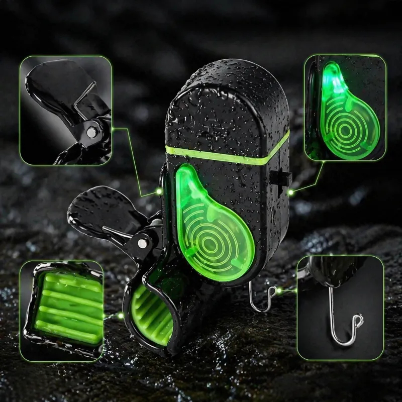 Fishing Bite Alarm with LED Light & Sound Alert with Secure Clip for Night Fishing, Perfect Gift for Anglers