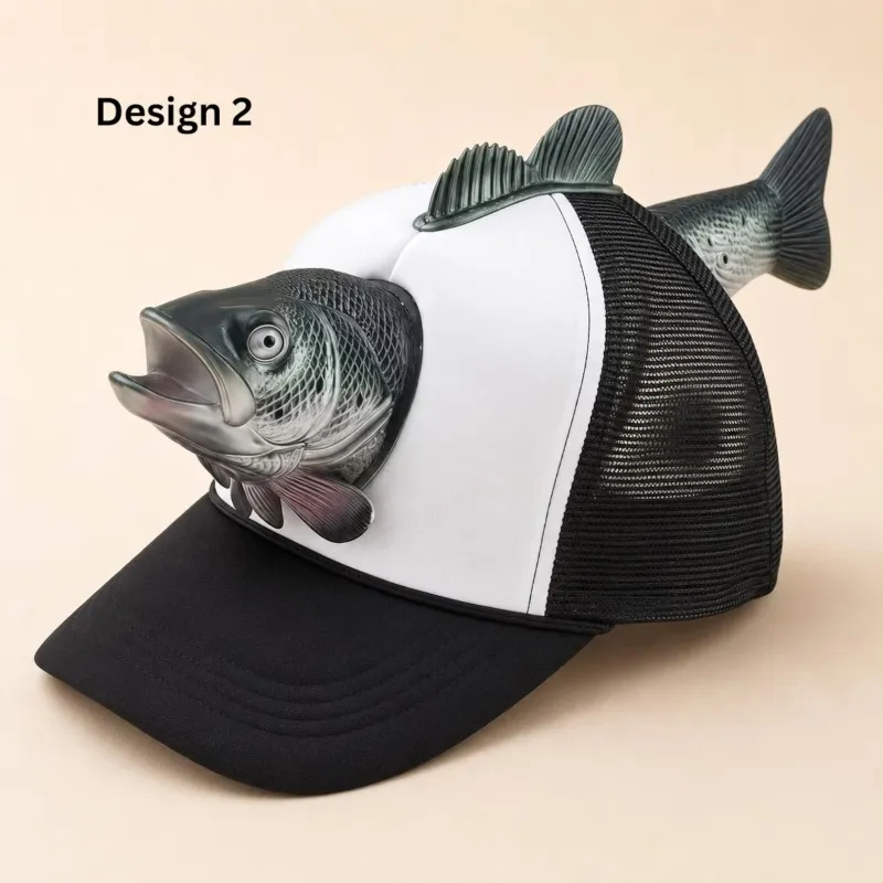 Fishing Lover 3D Fish Hat, Novelty Outdoor Adjustable Cap, Unique Trout 3D Design for Anglers, Camping, Hiking, and Fun Gift
