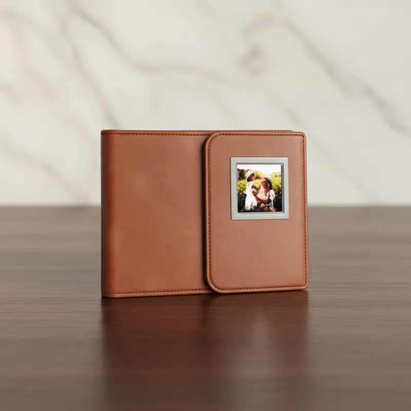 Smart E-Ink Wallet, Anti-Lost Tracker with Custom Photo Display, Digital ID & Find-My Locator Function, Gift for Him