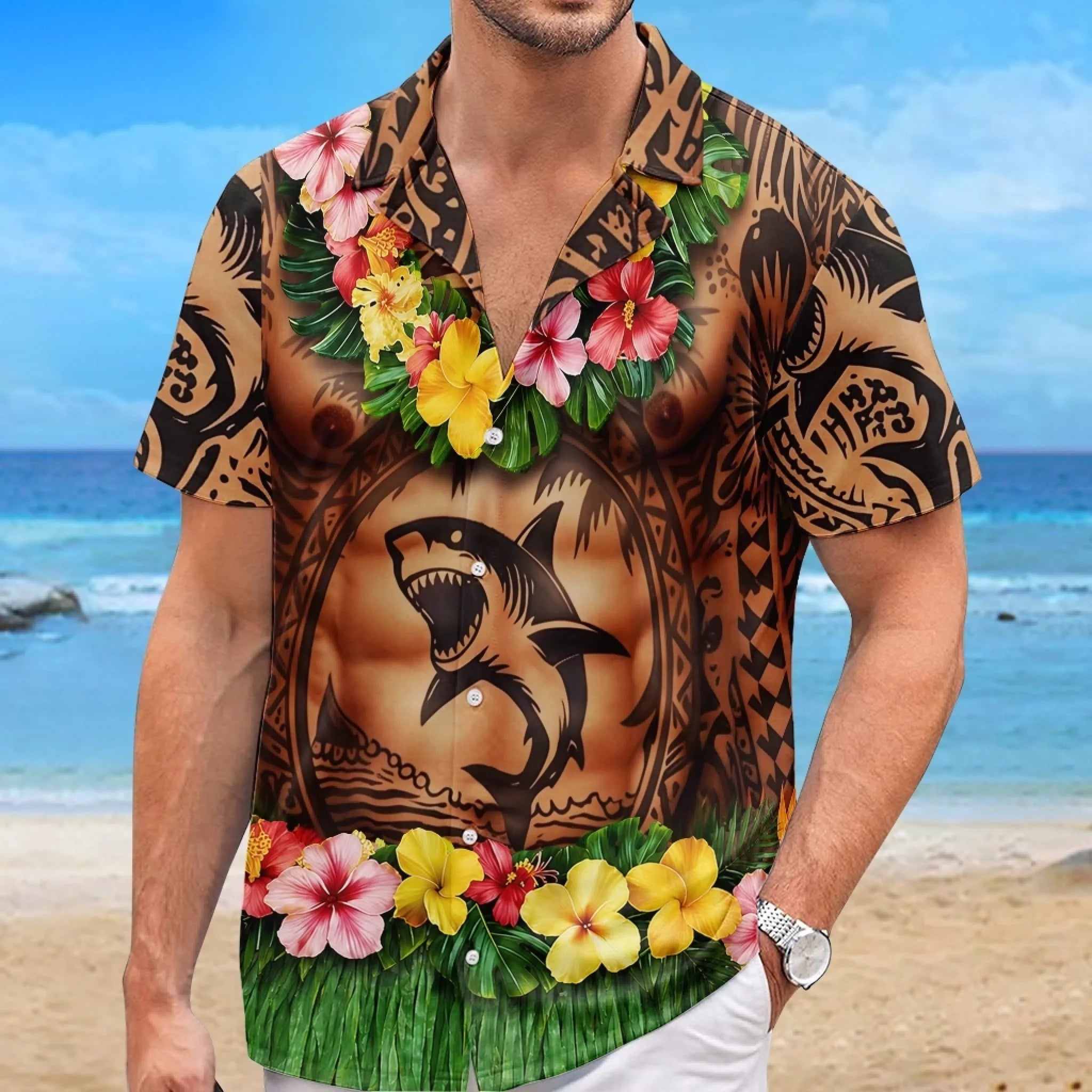 Custom Funny Unisex Tropical Hawaiian Aloha Shirt - Personalized Summer Vacation And Travel Gifts For Men - Aloha Trouble