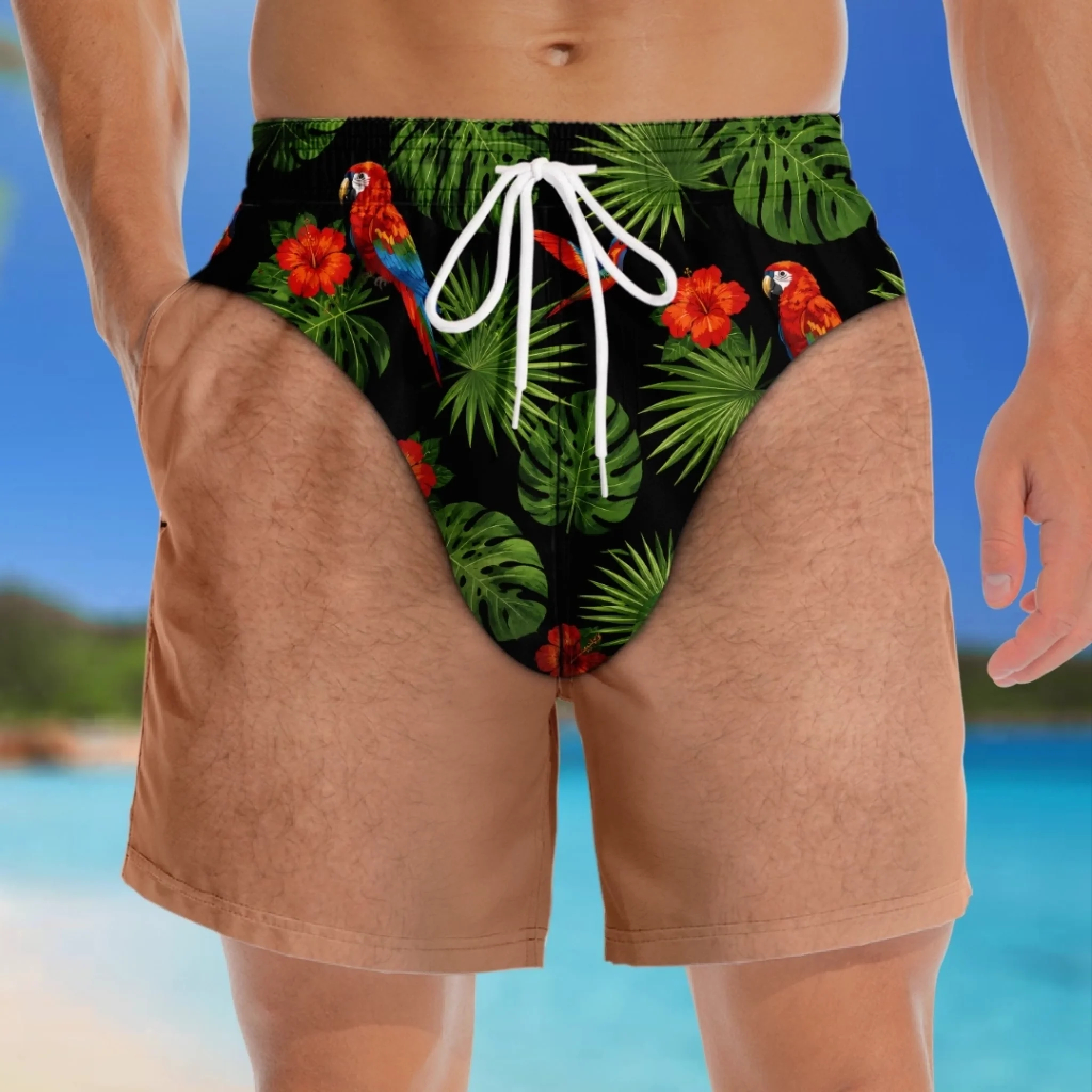 Custom Funny Men Swim Trunks - Personalized Summer Vacation And Travel Gifts For Men - Looking Good Naturally