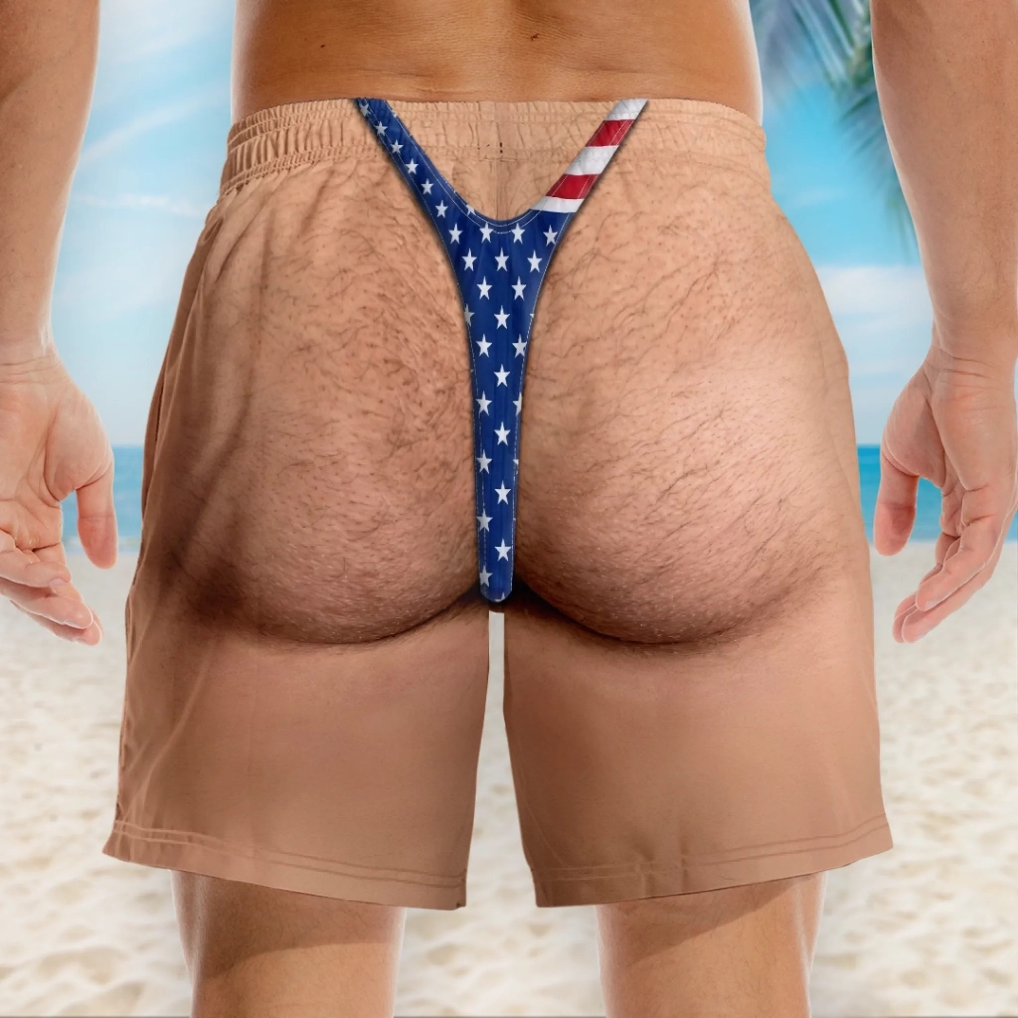 Custom Funny Patriotic Men Swim Trunks - Personalized Summer Vacation And Travel Gifts For Men - Looking Like Trouble