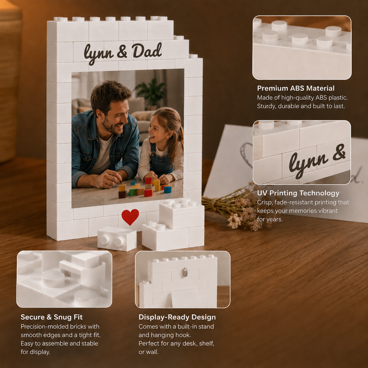 Custom Photo Building Block Frame – Personalized Father’s Day Gift for Dad