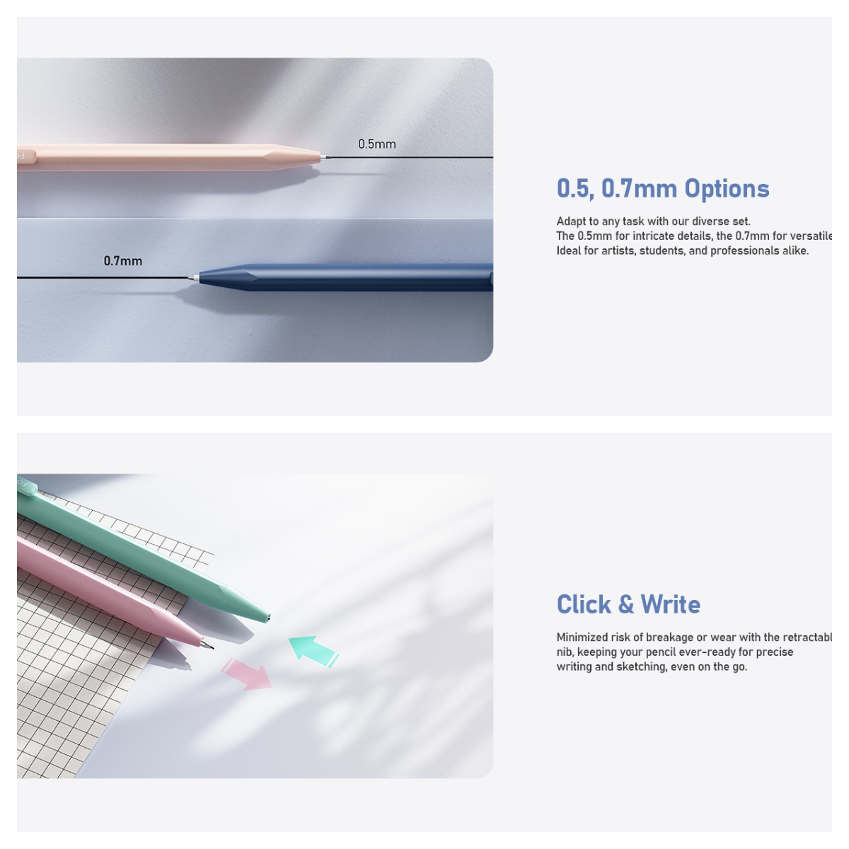 Four Candies Cute Mechanical Pencil Set, 6PCS Pastel Mechanical Pencils with 360PCS Leads, 3PCS Erasers and 9PCS Eraser Refills, Aesthetic Pencils for Girls Writing, Art Drawing